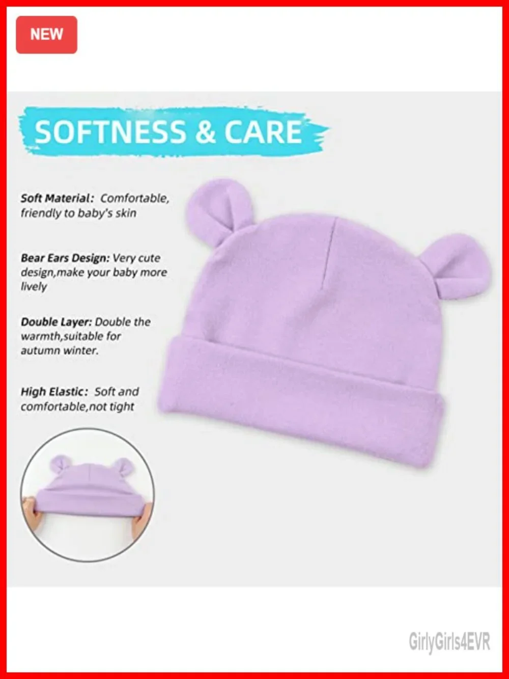 Newborn Infant Solid Cotton Beanie Hat 0-12 Months Winter Stretchy